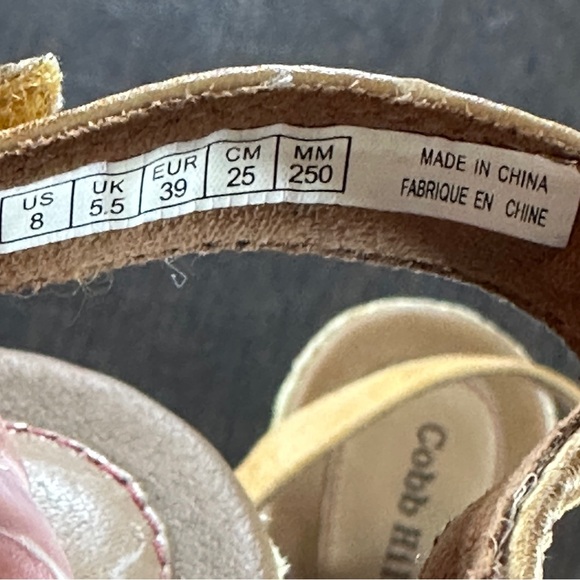 Cobb Hill Amber Camel Yellow Cutout Erika Leather Slingback Wedge Sandals Sz 8 - Picture 10 of 16